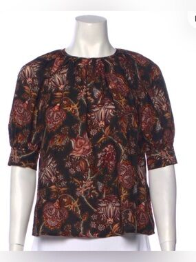 Ulla Johnson Black Floral Wool Blend Blouse Top Sz.00